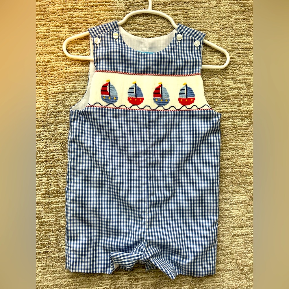 ANAVINI VELANI BOYS SAILBOATS BLUE CHECK JON JON